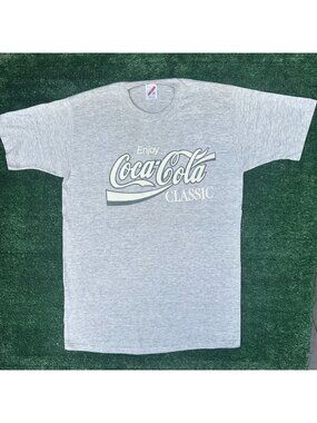 Vintage 80s Coca Cola Classic T-Shirt Gray M Single Stitch Coke Promo Grunge